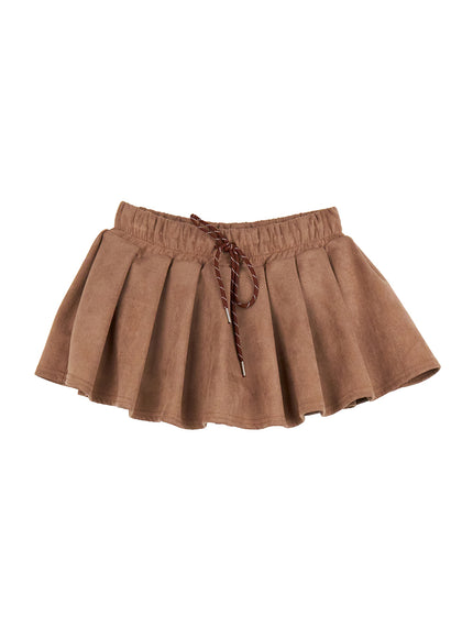 adjustable-pleated-mini-skirt-cj522 / Beige