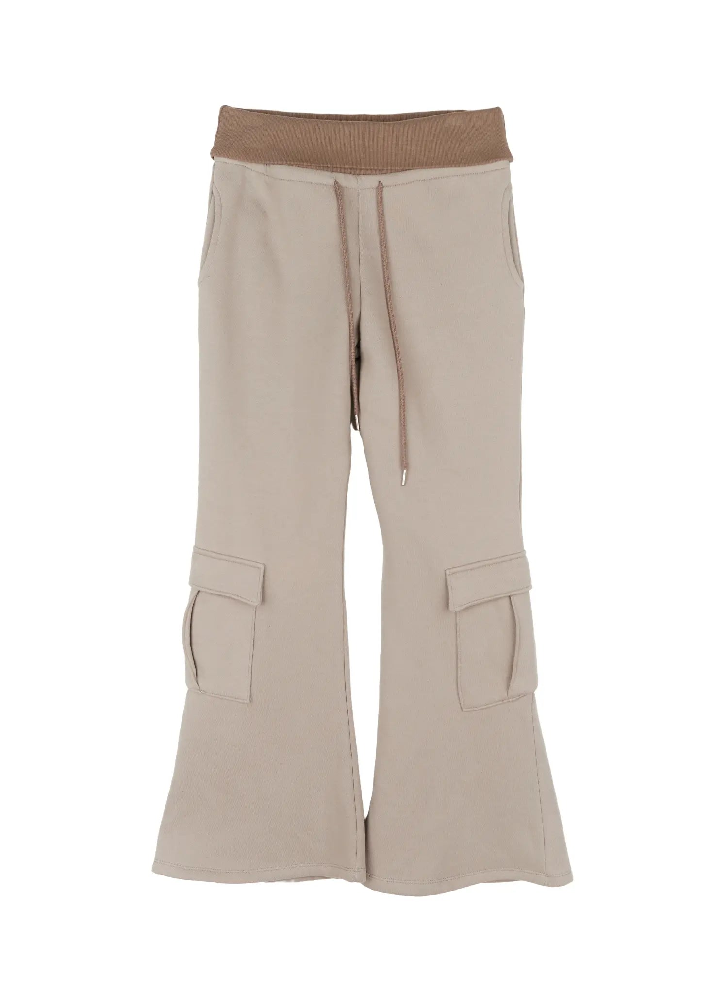 high-waist-cargo-bootcut-pants-cd517 / Beige