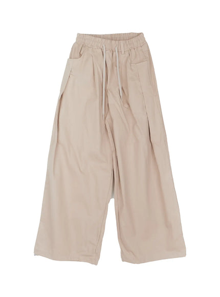 balloon-wide-leg-cotton-pants-co515 / Beige