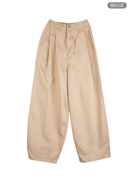 classic-wide-fit-cotton-pants-co410 / Beige