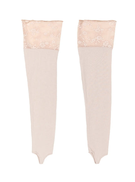 elegant-lace-trim-leg-warmers-cu517 / Beige