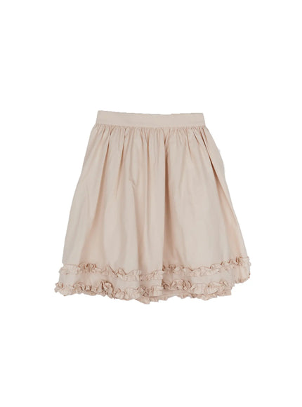 frilled-shirred-midi-skirt-ca528 / Beige