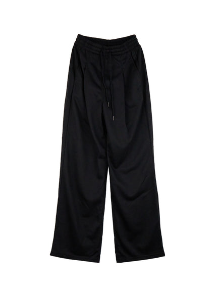 pintuck-straight-leg-sweatpants-cj528 / Black