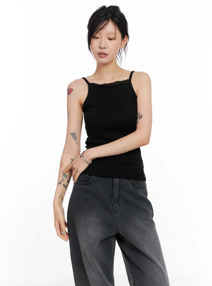 lace-trim-cami-top-cl528 / Black