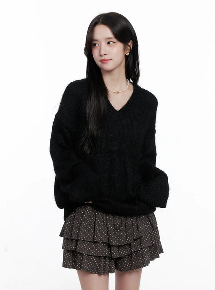 cozy-v-neck-sweater-cs519 / Black