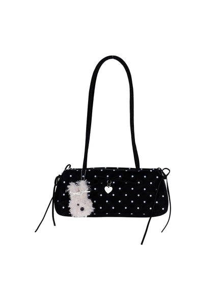 polka-dot-shoulder-bag-with-keyring-ca528 / Black