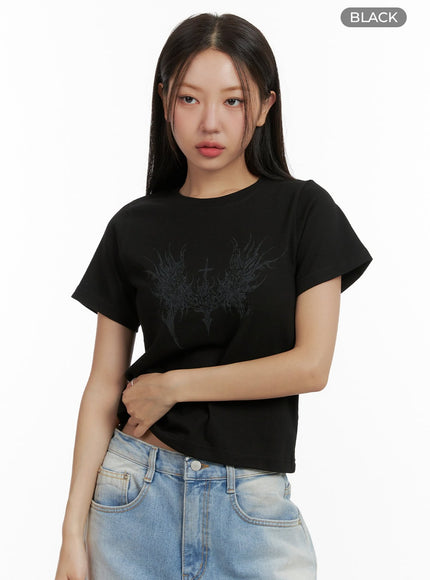 graphic-crop-tee-cu405 / Black