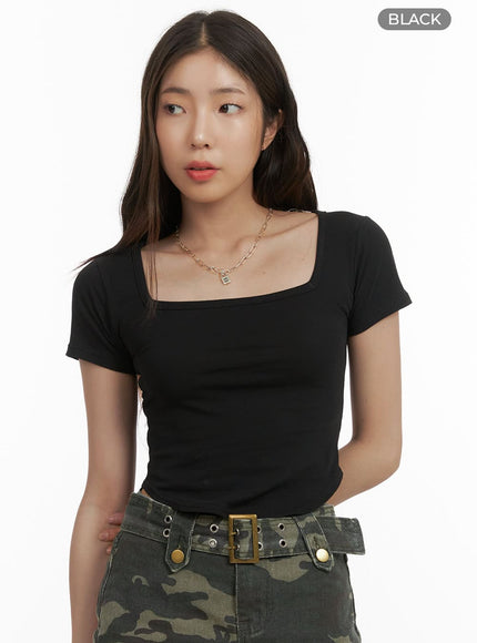 square-neck-crop-top-cy416 / Black