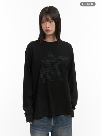 basic-loose-fit-long-sleeve-tee-co410 / Black