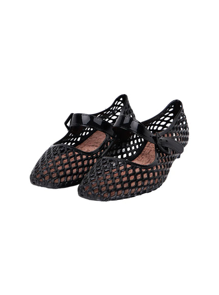 transparent-mesh-ballet-flats-cy514 / Black