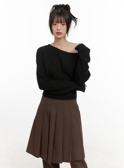 one-shoulder-wool-blend-sweater-cj506 / Black