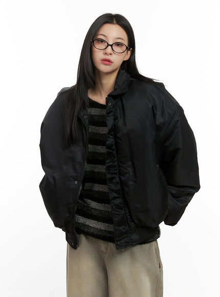 shirred-oversized-jacket-cn416 / Black