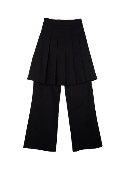 midi-skirt-over-pants-cj506 / Black