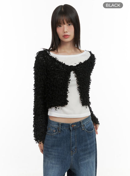 dumble-cropped-cardigan-co410 / Black