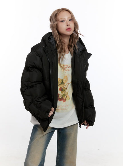 warmth-padded-polyester-coat-cn425 / Black