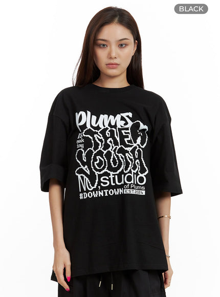 oversized-graphic-tee-cu417 / Black