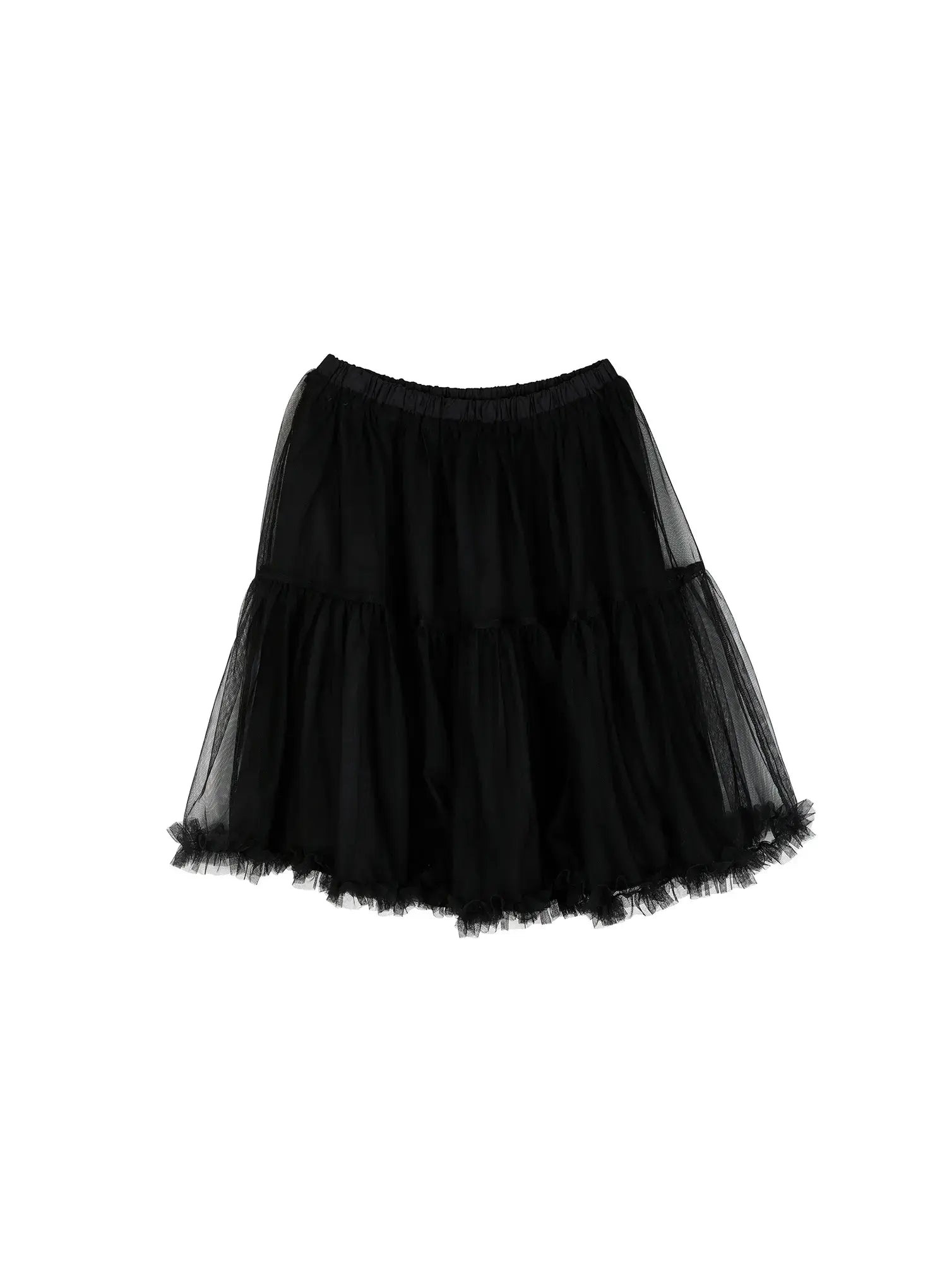 sheer-flare-midi-skirt-cu508 / Black