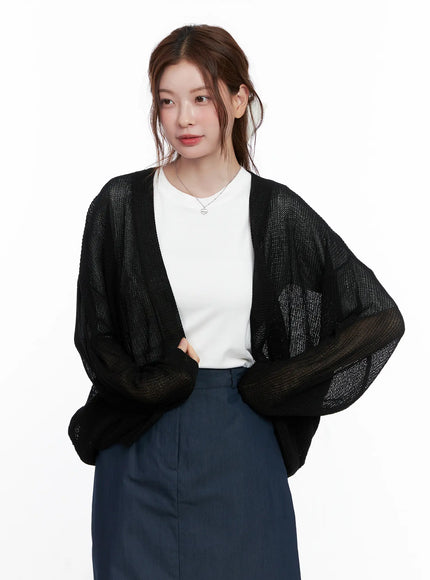 sheer-loose-fit-cardigan-cg521 / Black
