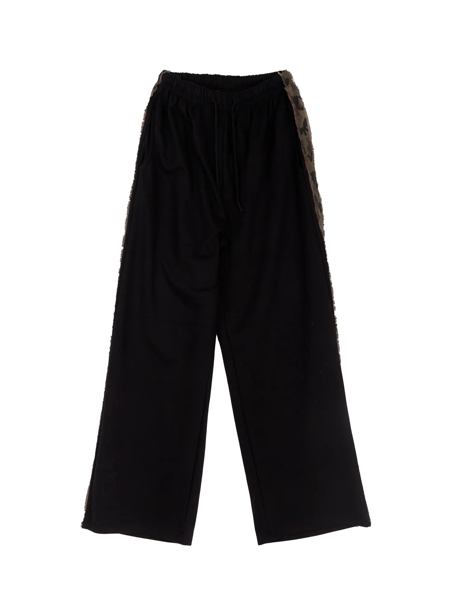 camo-accent-wide-leg-sweatpants-co514 / Black