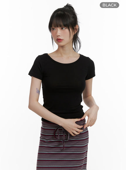 solid-round-neck-crop-top-cu410 / Black