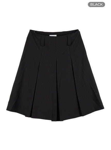 box-pleat-midi-skirt-cg409 / Black