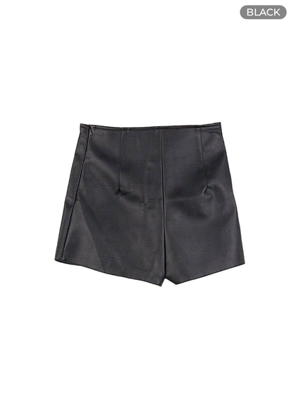 edgy-faux-leather-mini-shorts-cs412 / Black