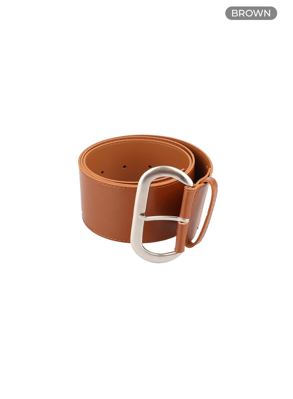 faux-leather-solid-thick-belt-cy403 / Brown