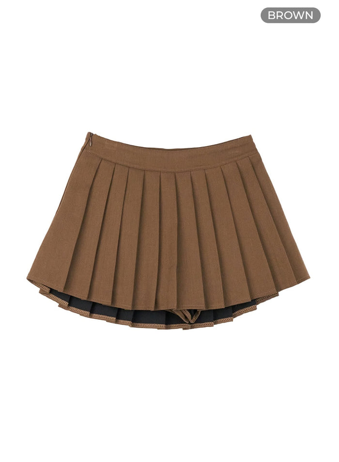 pleated-mini-skirt-cy429 / Brown