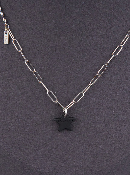 black-stars-clip-necklace-cj521