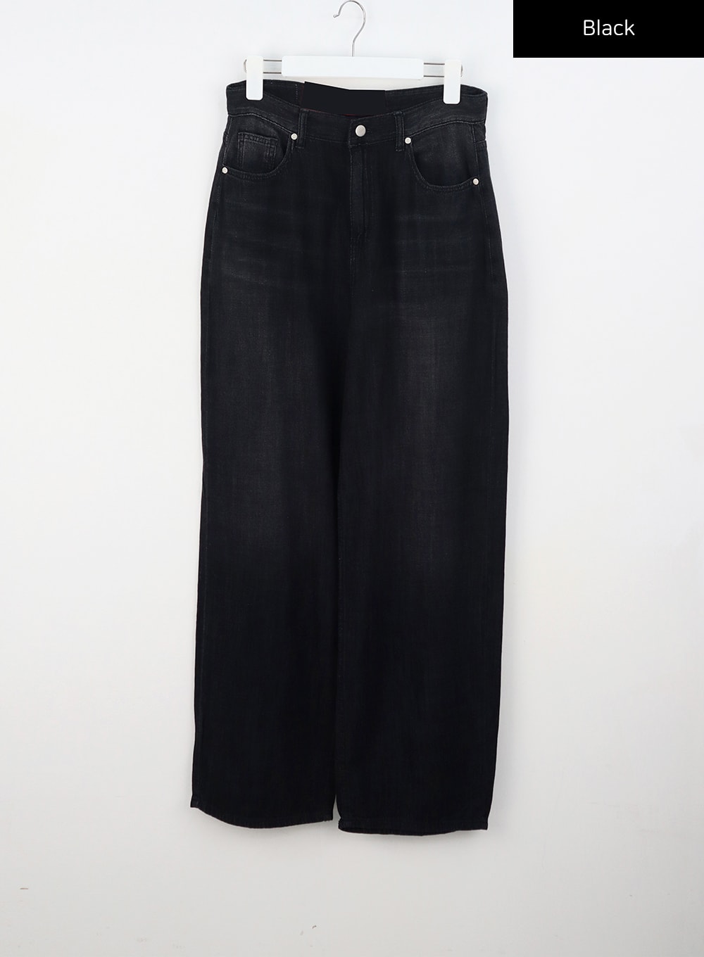 Dark Wash Wide Jeans CU305 in Black, size L