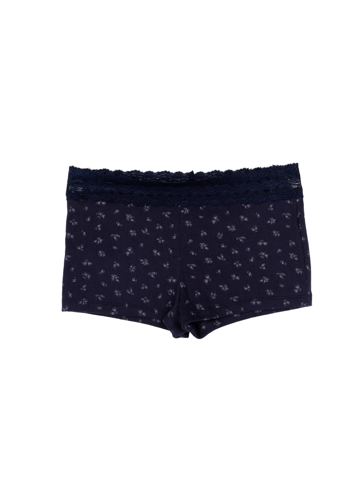 floral-lace-trim-micro-shorts-ca520 / Dark blue