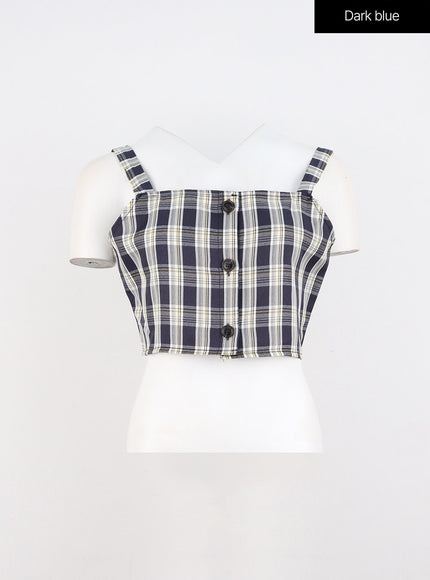 checker-camisole-io317 / Dark blue