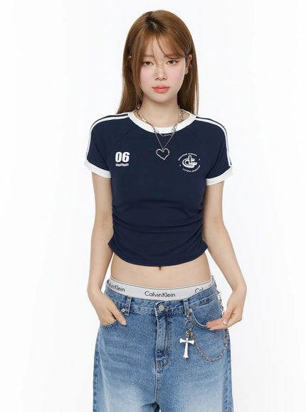 sporty-shirred-crop-tee-cu511 / Dark blue