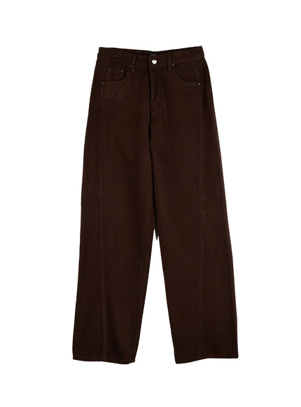 cotton-wide-fit-trousers-cn405 / Dark brown