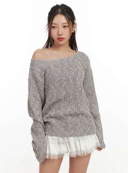 elegant-off-shoulder-shirt-cn428 / Gray