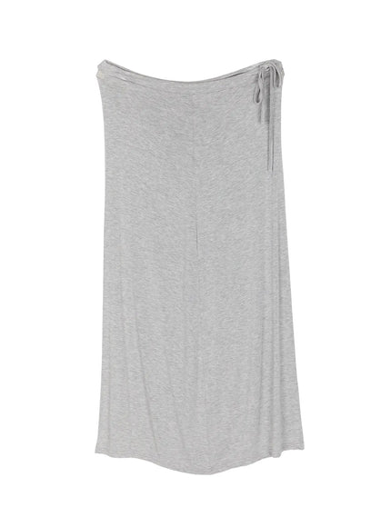 basic-drawstring-maxi-skirt-cu517 / Gray