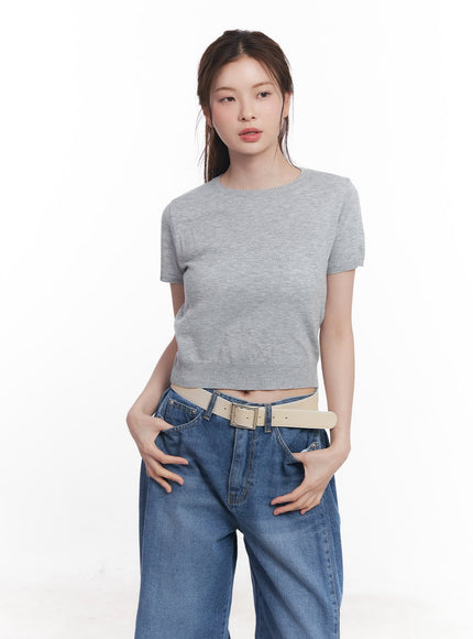 slim-fit-short-sleeve-sweater-cy519 / light gray