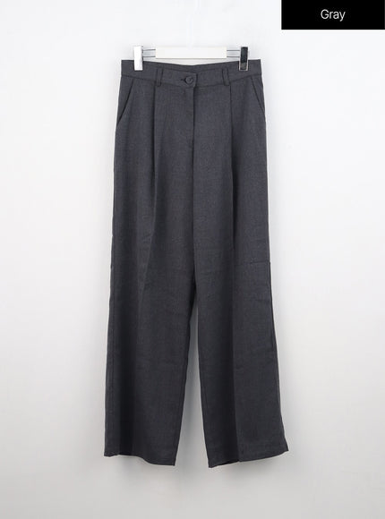 pintuck-straight-fit-tailored-pants-on309 / Gray