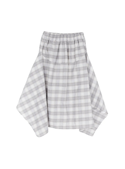 asymmetric-plaid-midi-skirt-cf506-1 / Gray