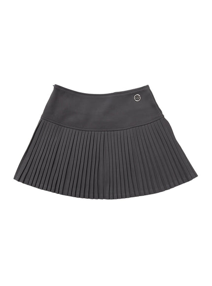 pleated-solid-mini-skirt-cn425 / Gray