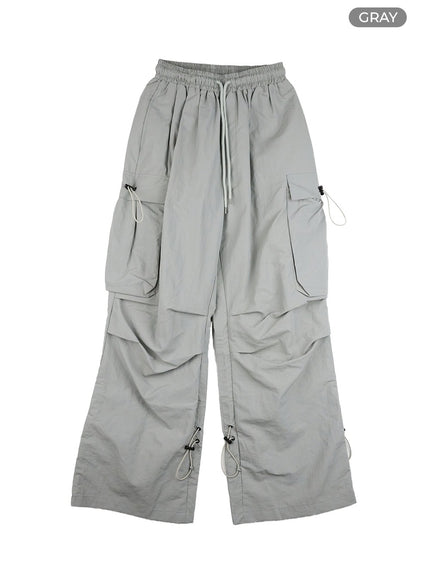 pintuck-nylon-cargo-pants-cg423 / Gray