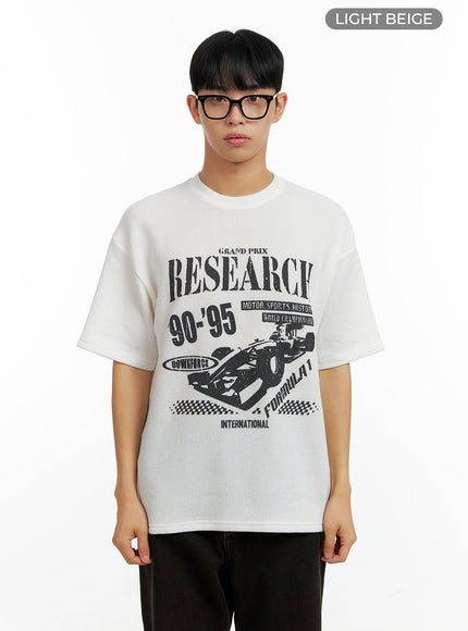 mens-comfy-graphic-print-t-shirt-cl429 / Light beige