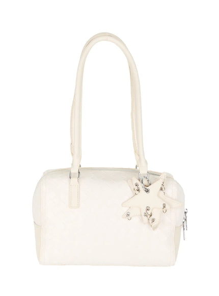 vegan-leather-shoulder-bag-with-keychain-cu517 / Light beige
