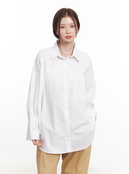 cotton-oversized-button-up-shirt-ca502 / White