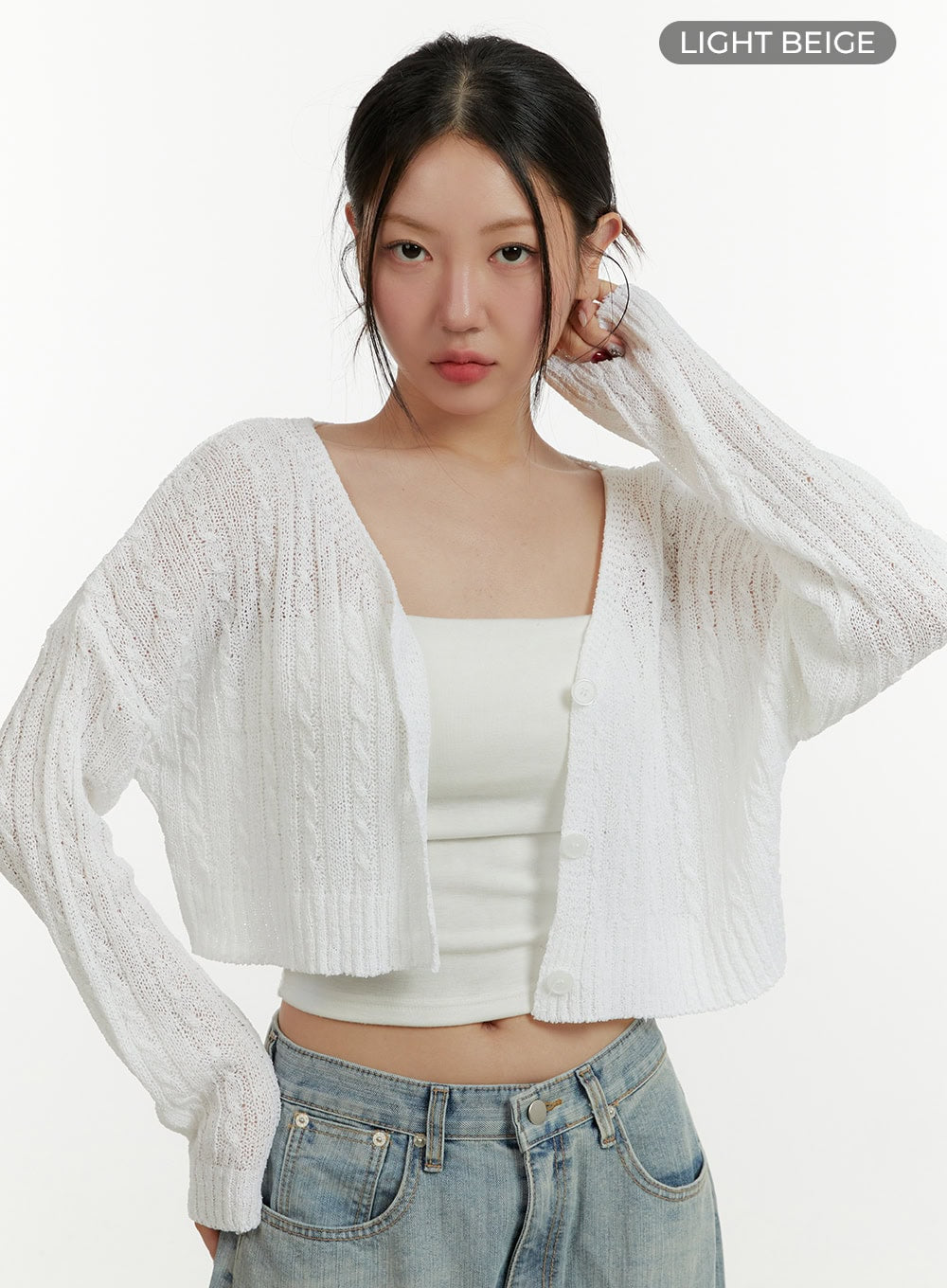 Summer Cable Knit Buttoned Cardigan CY408 - Acubi style | LEWKIN