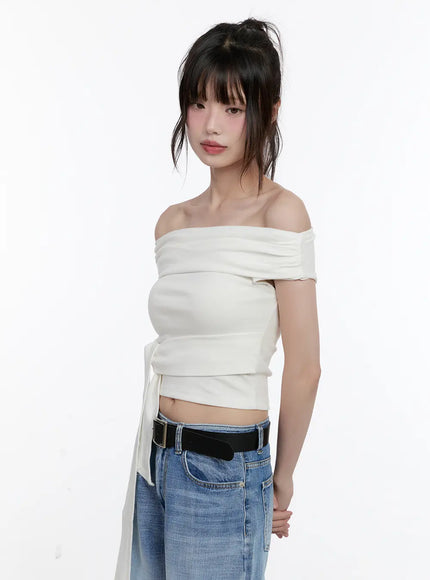 off-shoulder-tie-wrap-top-cl504 / White