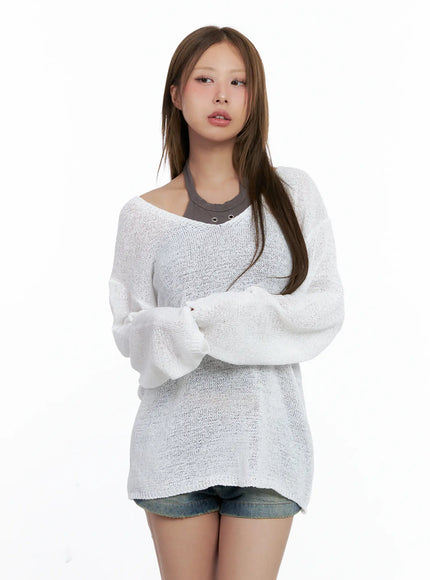 loose-fit-string-summer-knit-cl511 / Light beige