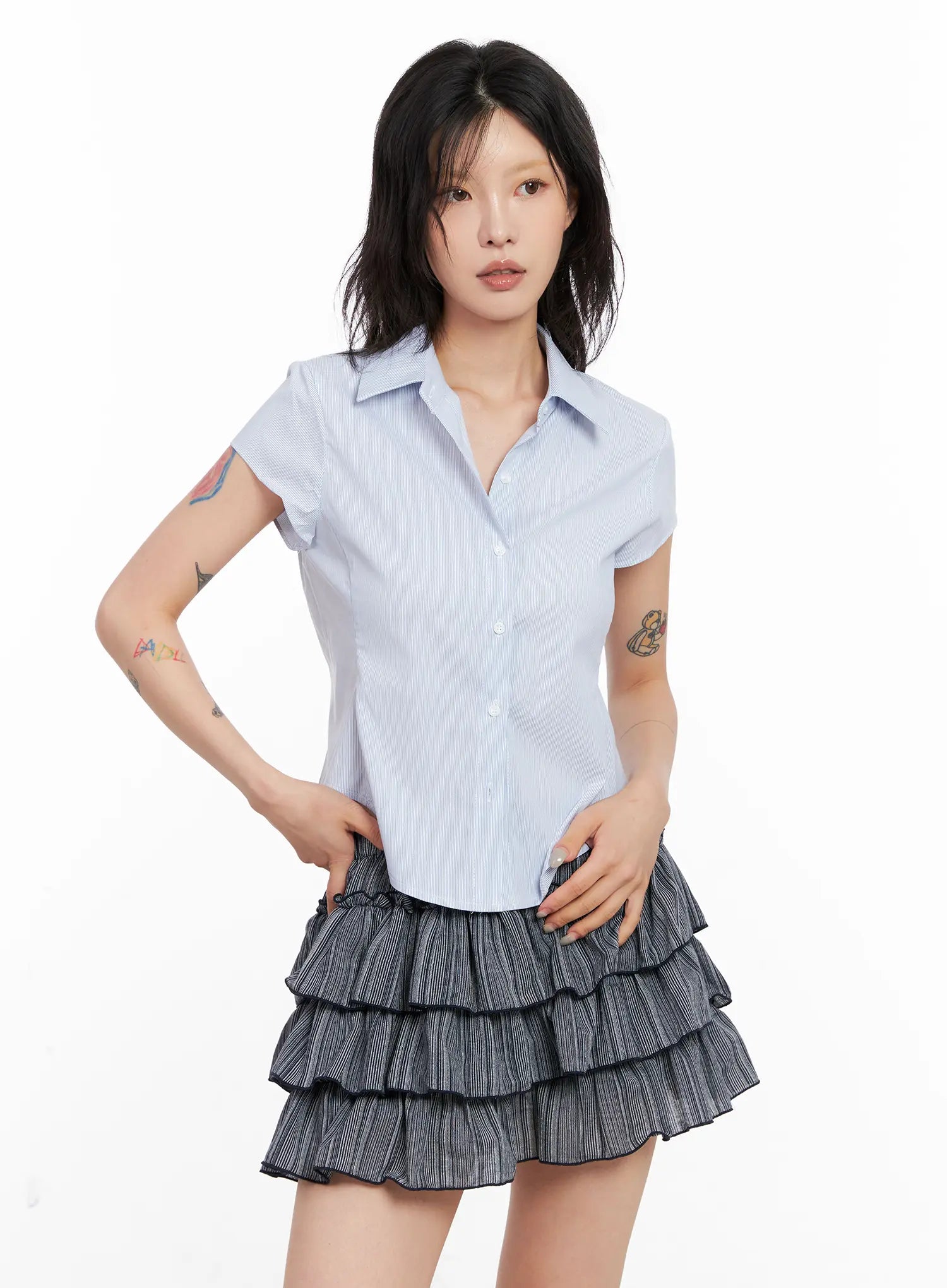 v-cut-short-sleeve-collared-shirt-cl528