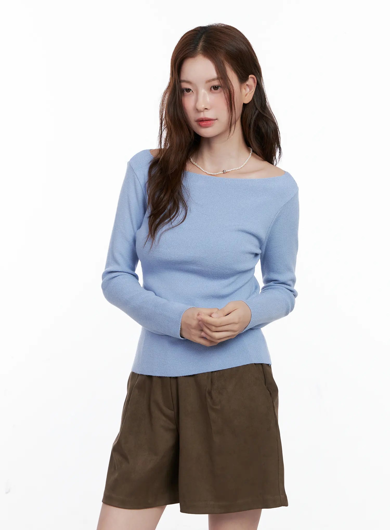 loose-fit-boat-neck-knit-cg520 / Light blue