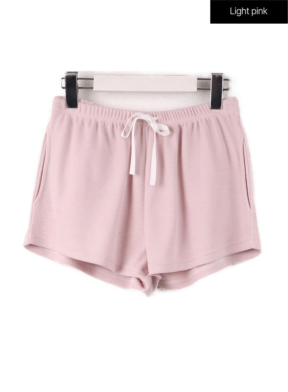 solid-elastic-waist-shorts-cf407 / Light pink